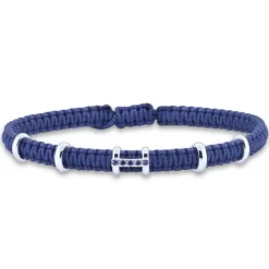 Pulsera de macramé con oro blanco y zafiros 0.006 quilates