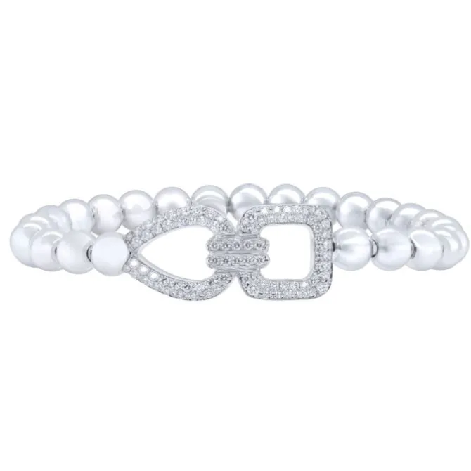 Pulsera de oro blanco con eslabones y diamantes 0.83 quilates