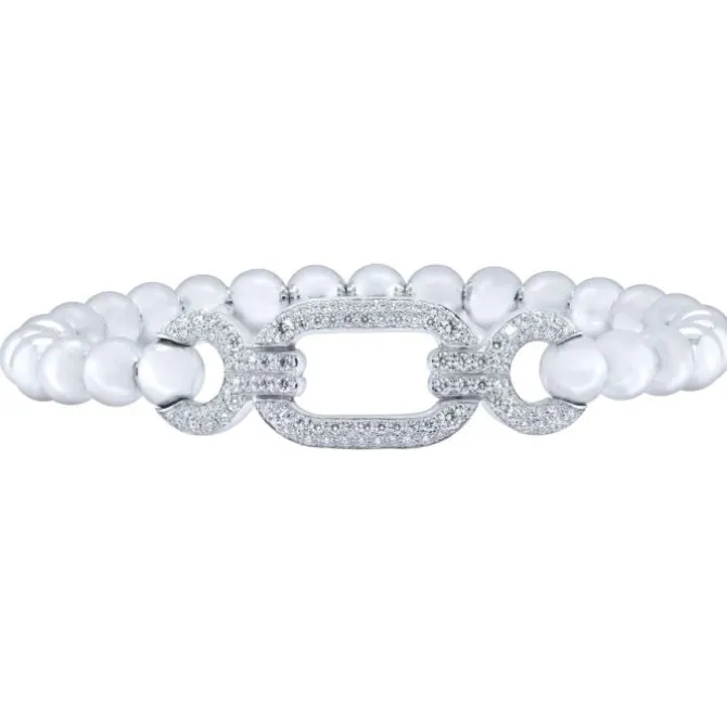 Pulsera de oro blanco con eslabones y diamantes 0.95 quilates