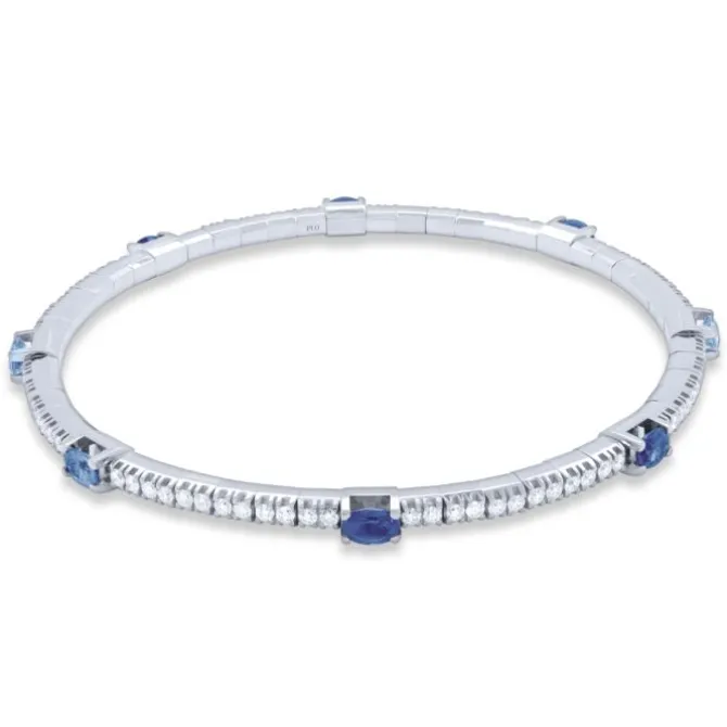Pulsera de oro blanco con diamantes 1 quilate y zafiros 1.40 quilates