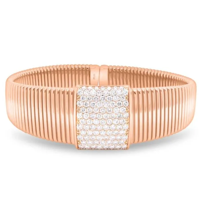 Pulsera de Oro Rosa con Diamantes Talla Brillante 0.85 Quilates