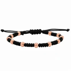 Pulsera de oro rosa y macramé negro