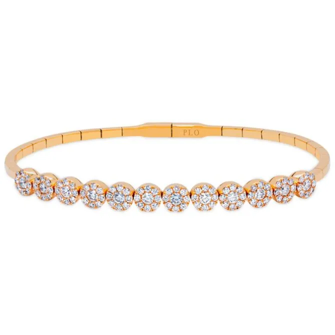 Pulsera elástica de oro rosa y diamantes de 1.52 quilates