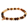 Pulsera elástica ojo de tigre y oro rosa