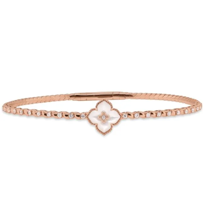 Pulsera flor de oro rosa con madreperla y diamante 0.33 quilates