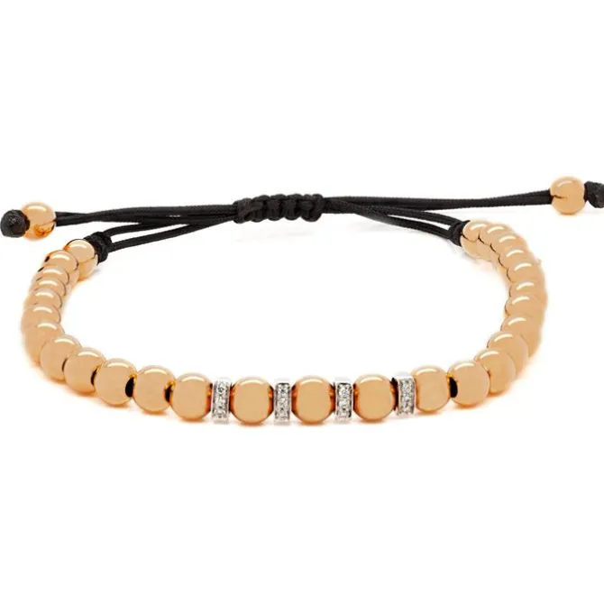 Pulsera macramé de oro rosa, oro blanco y diamantes