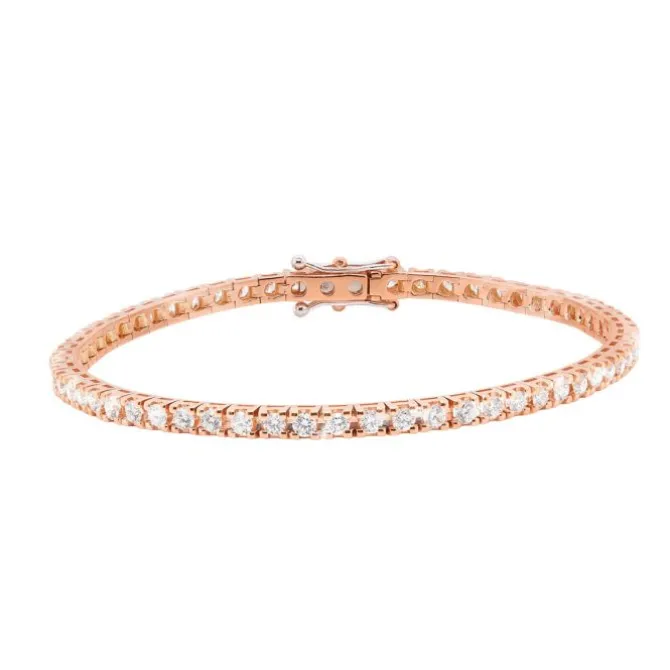 Pulsera riviere de oro rosa y diamantes 2.50 quilates