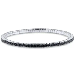 Pulsera riviere elástica de oro blanco y diamantes negros 2.35 quilates