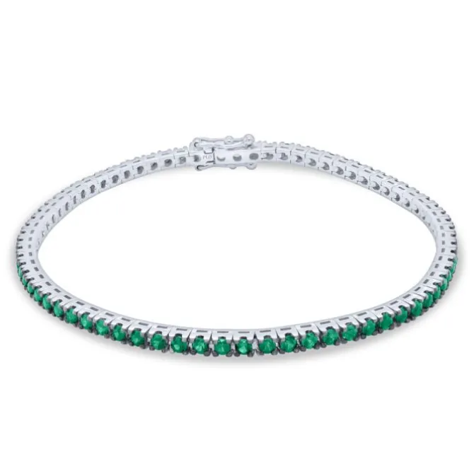 Pulsera riviere en oro blanco y esmeraldas 2.05 quilates