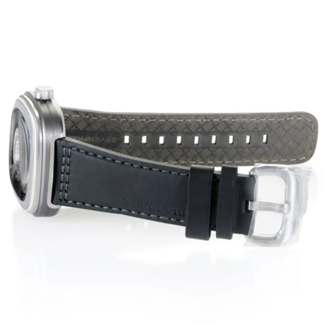 SevenFriday M Series Automatico M1/03 Esfera Plateada Cuero Negro 47mm