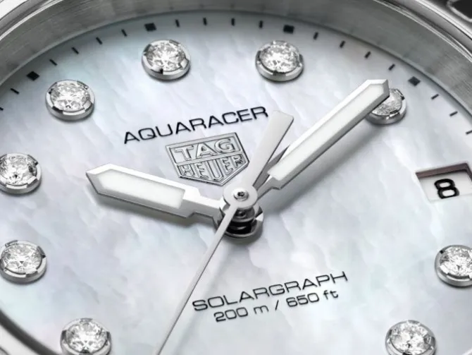 TAG Heuer Aquaracer Solargraph Diamantes & Madre Perla 34mm