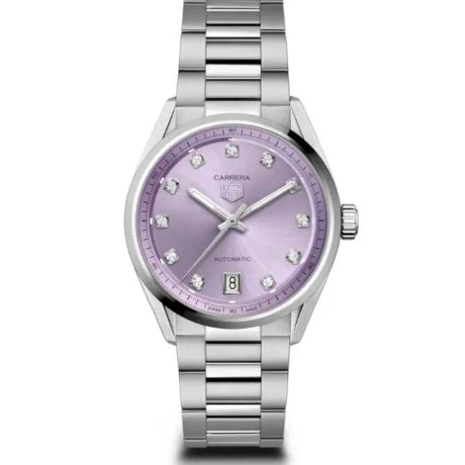 TAG Heuer Carrera Date 36 mm Automático Lila Diamantes